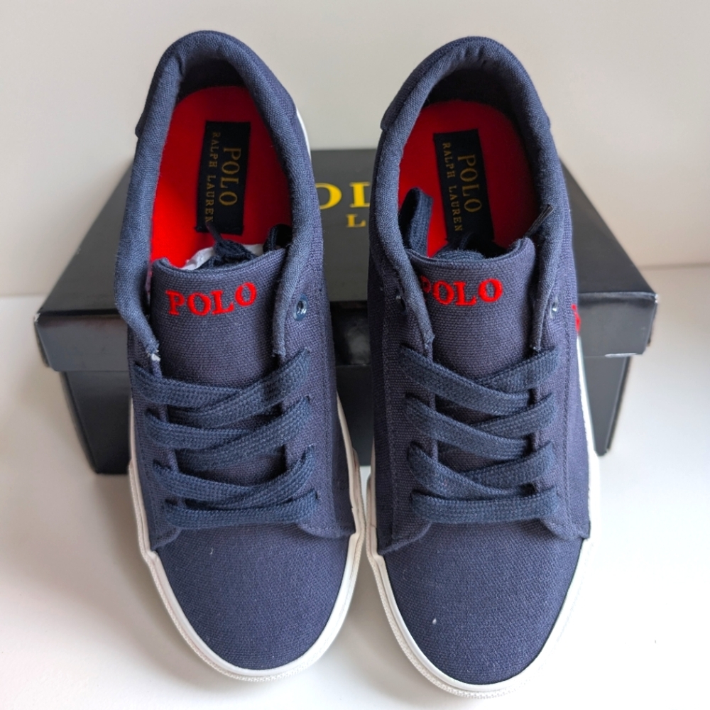 Polo Ralph Lauren Kids Canvas sneakers Navy Blue Canvas w/ Laces Size 3 - NEW